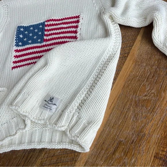 Denimist American Flag Sweater Cotton Chunky Knit Coastal Grandmother S - Picture 7 of 13
